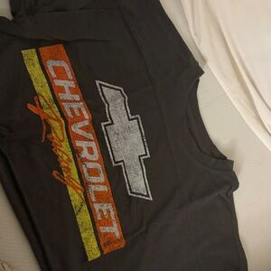 Aeropostale Gray Crop Top with Orange and Yellow Accents